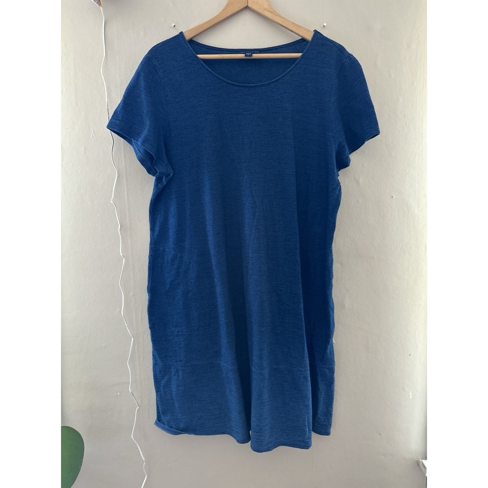 Purejill J Jill Indigo Dress Size L Blue Cotton Nautical Coastal Mature Pockets